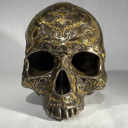 Human Skull with Dragons