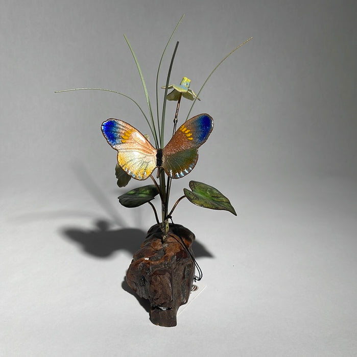 Butterfly with Flowers wth Flowers Tabletop Sculpture