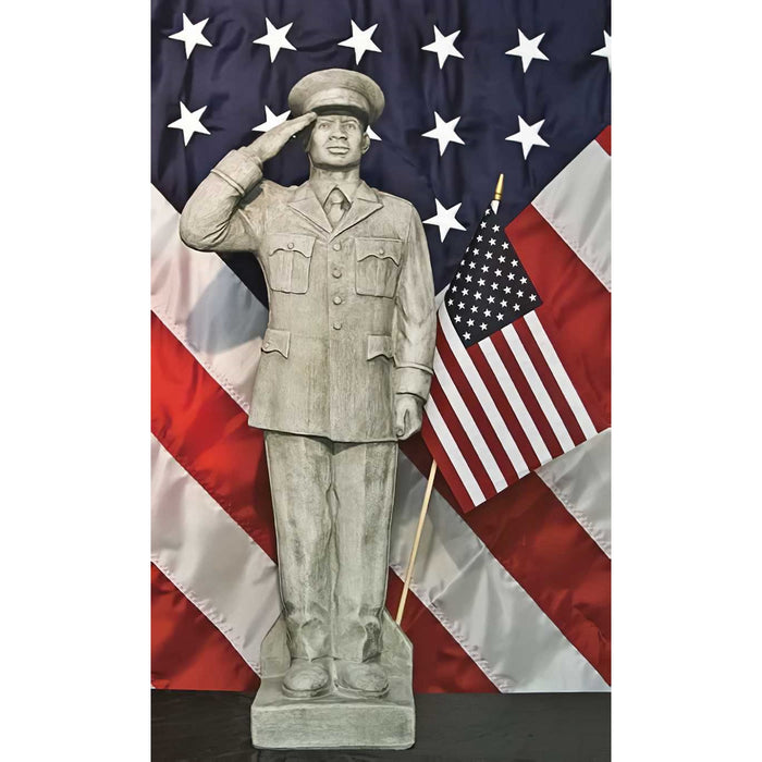 Army Soldier Statue with Flag-African American