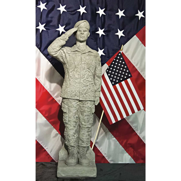 Female Soldier with Flag Statue- African American