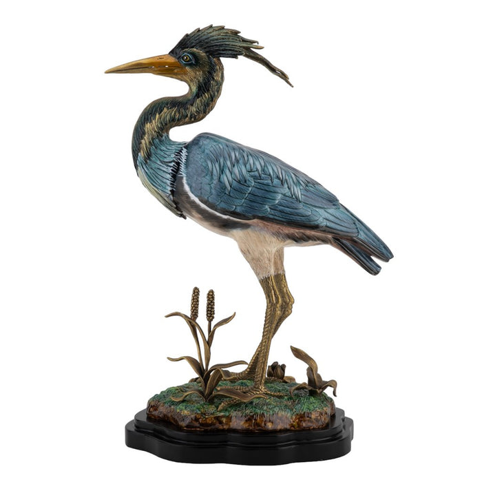 Little Blue Heron Sculpture-Porcelain & Bronze