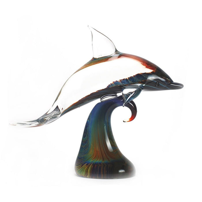 Calcedonia Art Glass Dolphin Sculpture