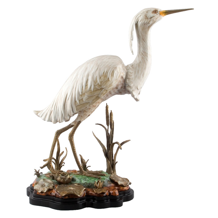Snowy Egret Sculpture-Porcelain & Bronze