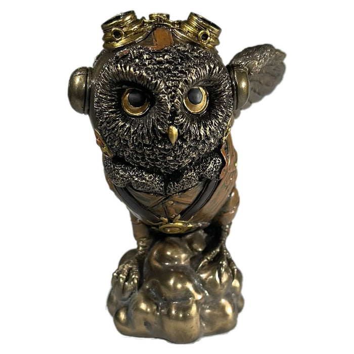 Steampunk Ace Aviator Owl Figurine