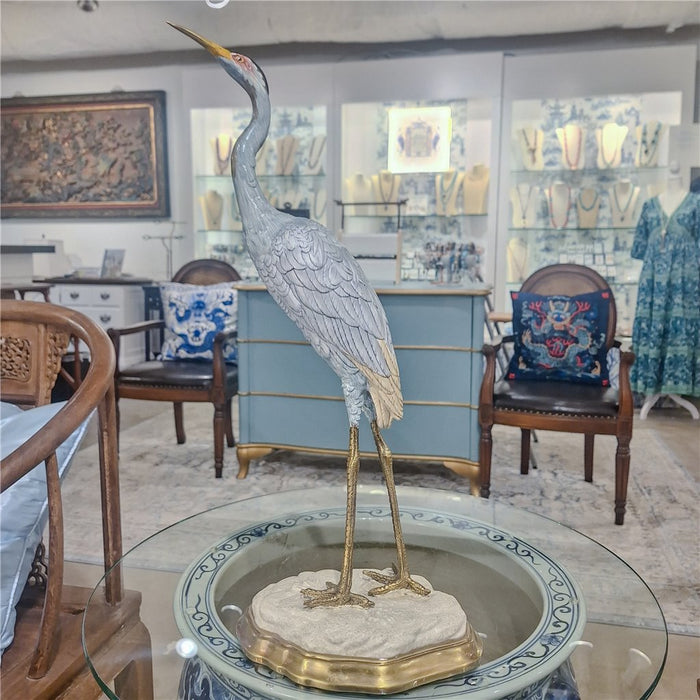Blue Heron Sculpture-Porcelain & Bronze