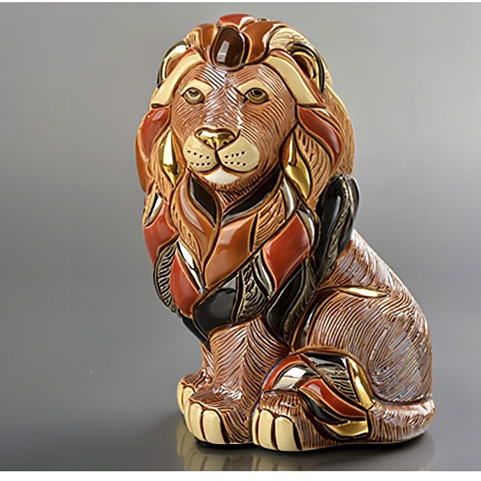 De Rosa Sitting Lion Sculpture-Ceramic