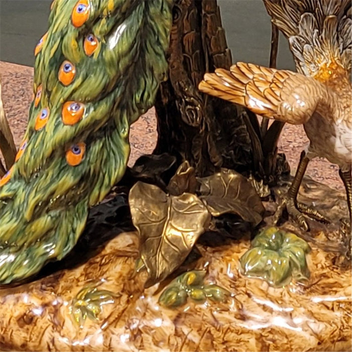 Peacock Sculpture-Porcelain & Bronze