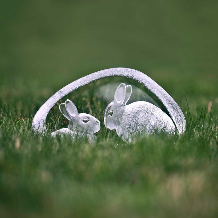 Crystal Rabbit Pair Statue