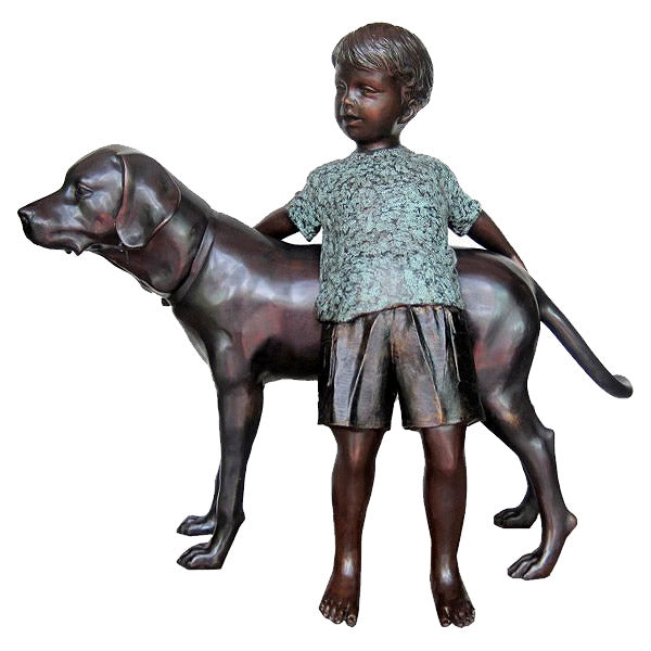 Boy with Dog Bronze Sculpture