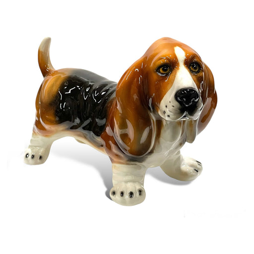 Bassett Hound Puppy Sculpture-Italian Ceramic
