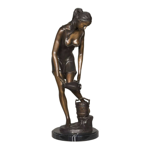 Beautiful Lady With Vase Bronze Sculpture