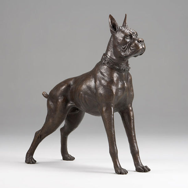 Bronze Boxer Dog Statue