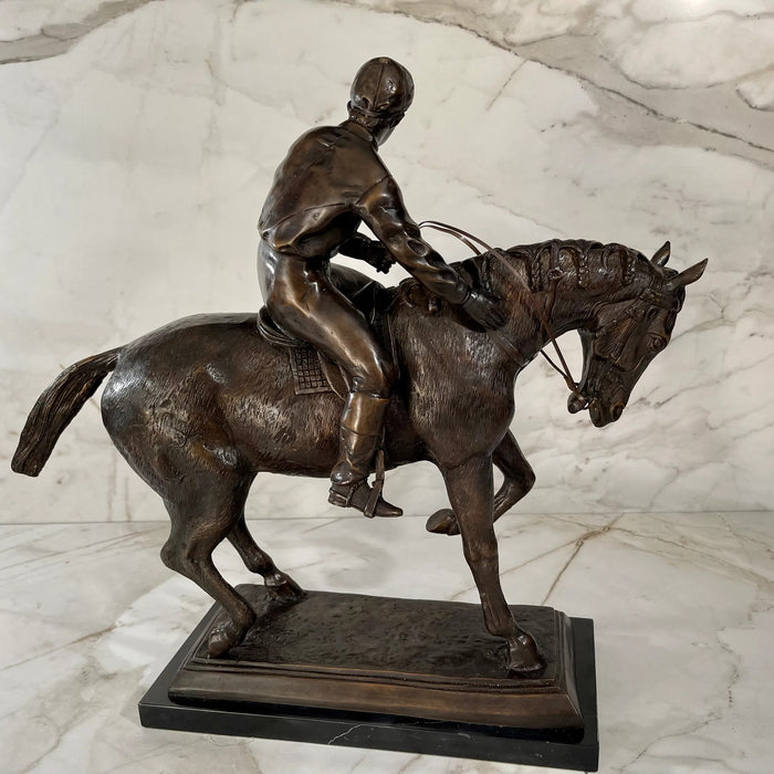 Jockey on Horse Bronze Sculpture