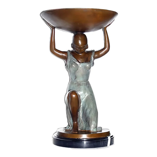 Kneeling Lady with Tray Bronze Sculpture