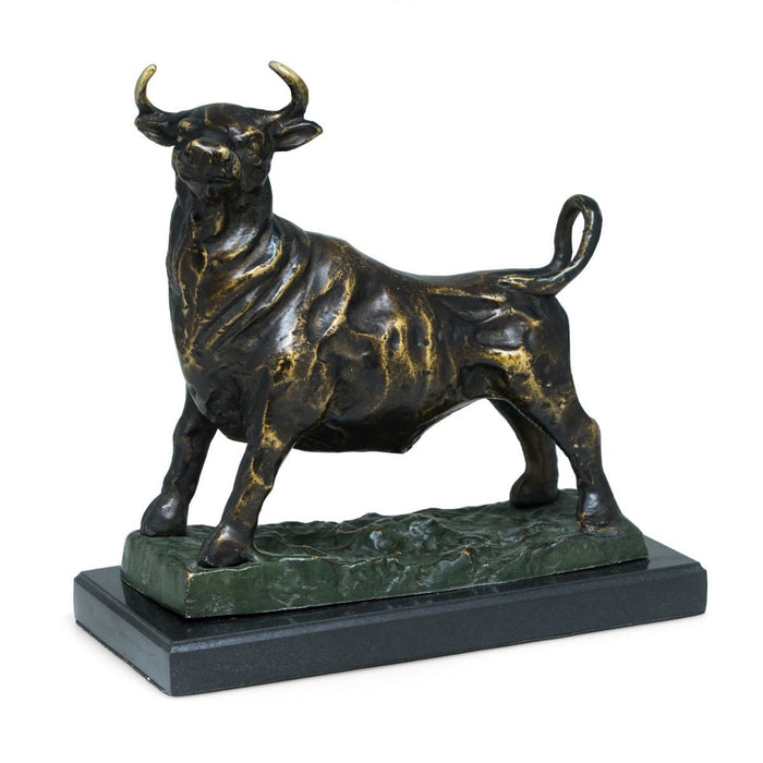 Majestic Bull Sculpture on Marble Base