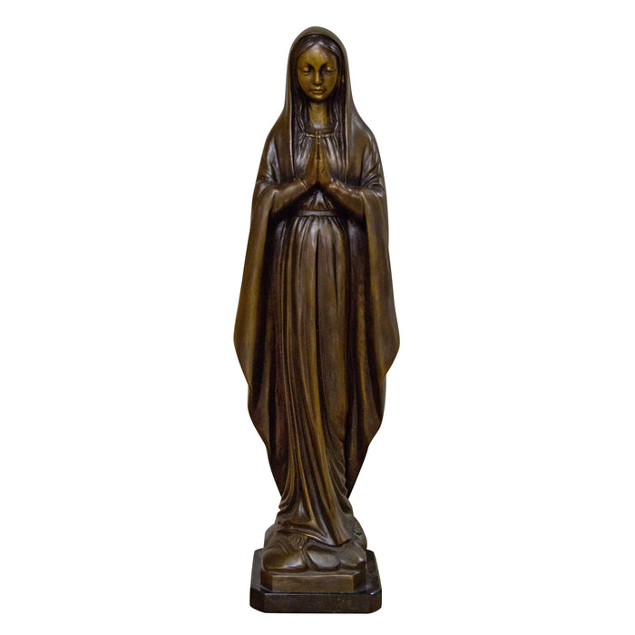 Mary Bronze Sculpture w/Marble Base