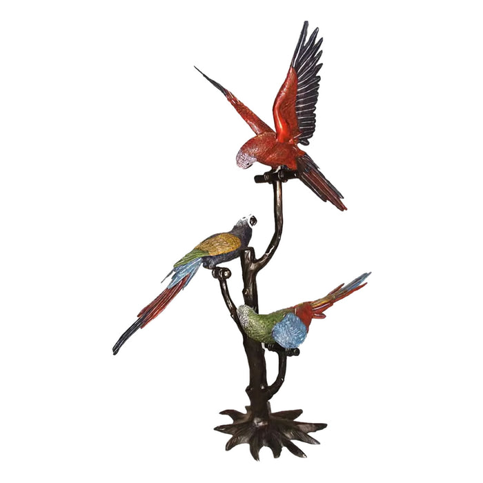Parrots On Tree Bronze Sculpture