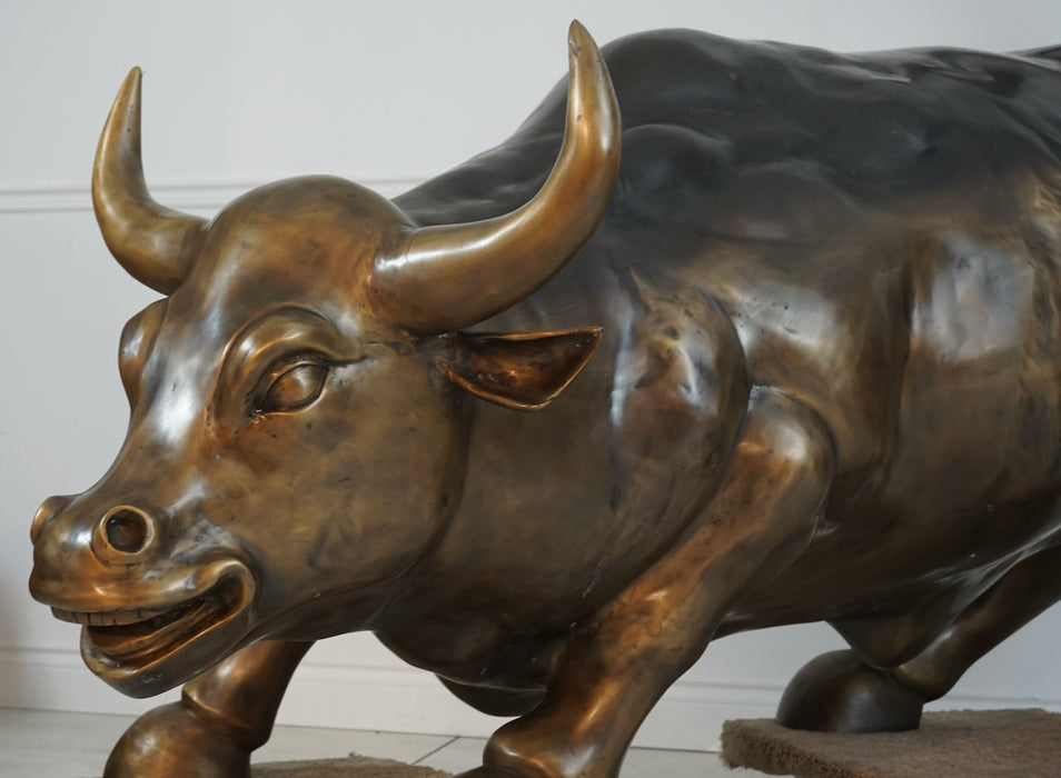 Large Wall Street Bull Bronze Sculpture