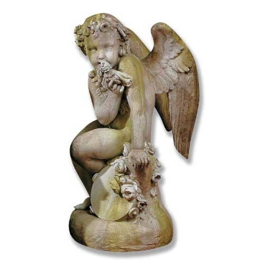 Winged Como Cherub with Doll Garden Statue