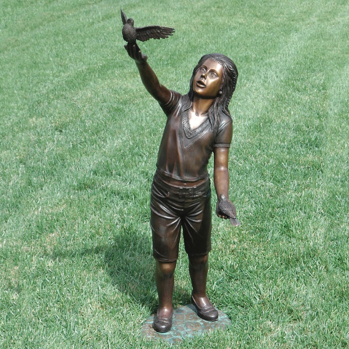 Taking Wing-Young Girl with Bird Sculpture