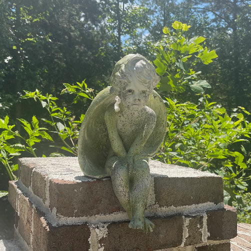 Sitting Cherub Garden Statue 12 Inch