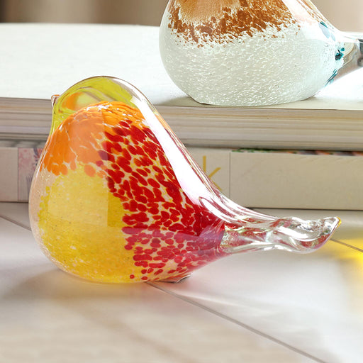 Art Glass Bird Figurine- Red and Yellow by San Pacific International/SPI Home