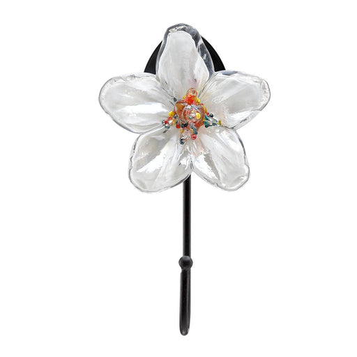 Art Glass Flower Coat Hook- White by San Pacific International/SPI Home
