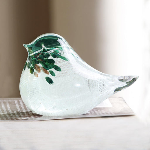 Art Glass Green Feather Bird Figurine by San Pacific International/SPI Home