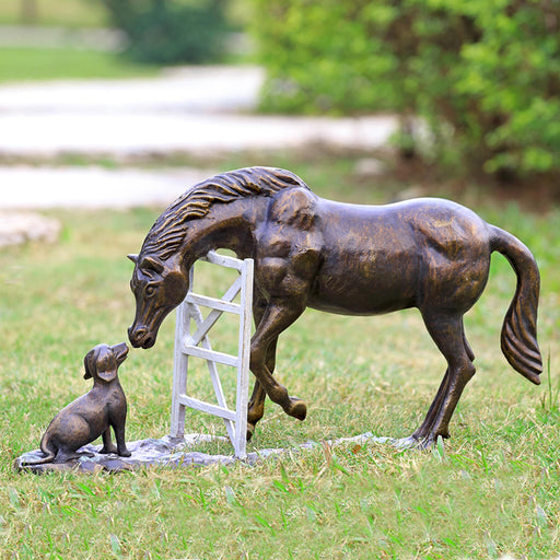 Barnyard Pals Horse and Dog Garden Sculpture by San Pacific International/SPI Home