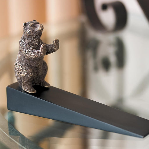 Bear Doorstop- Brass and Wood by San Pacific International/SPI Home
