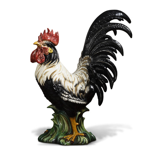 Rooster Sculpture- Black and White Italian Ceramic