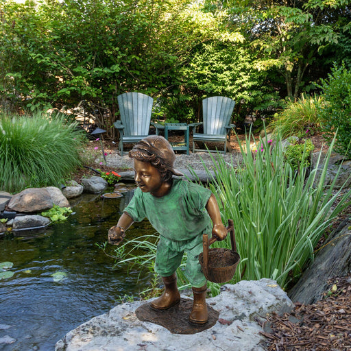 Boy With Frog Garden Statue
