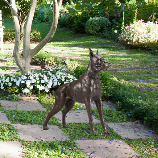 Bronze Boxer Garden Statue