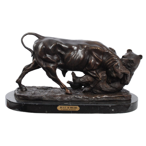Bronze Bull & Bear Fighting Sculpture