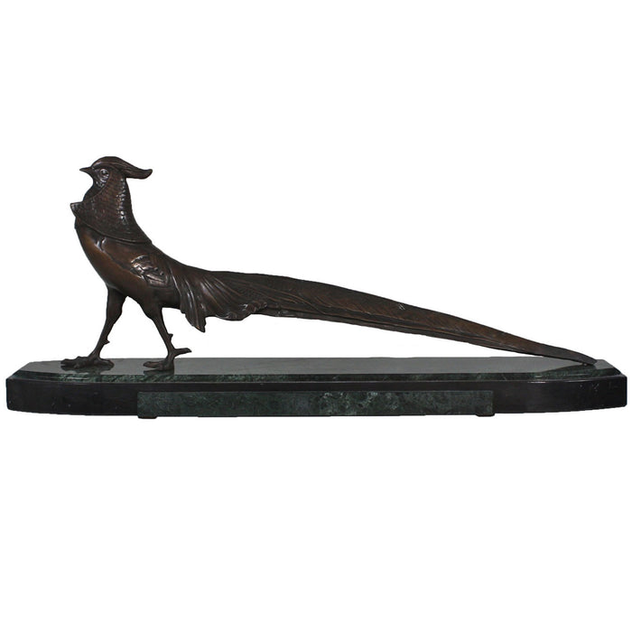 Classic Pheasant Bronze Sculpture with Marble