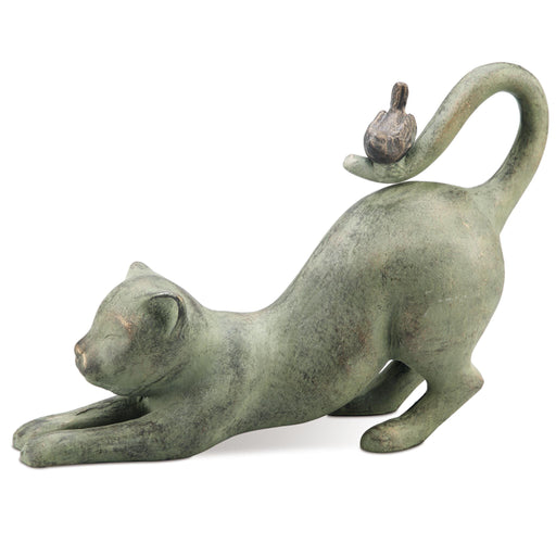 Crouching Cat with Bird Statue by San Pacific International/SPI Home