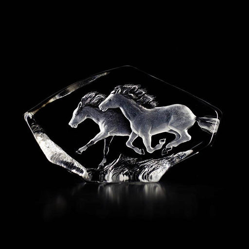 Crystal Running Horses Sculpture by Mats Jonasson