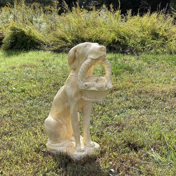 Dog with Flower Basket Statue