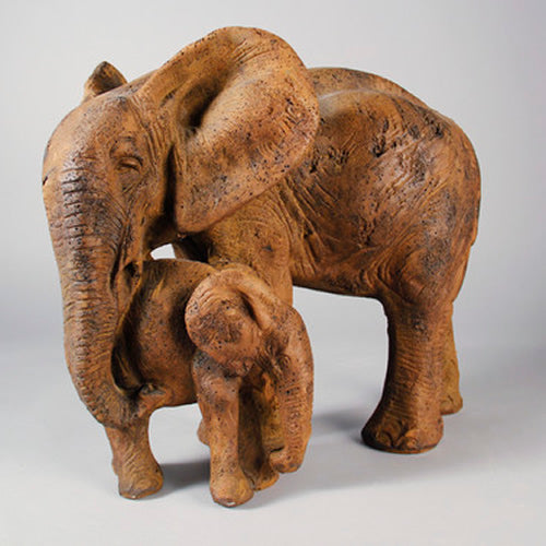 Elephant and Calf Garden Statue