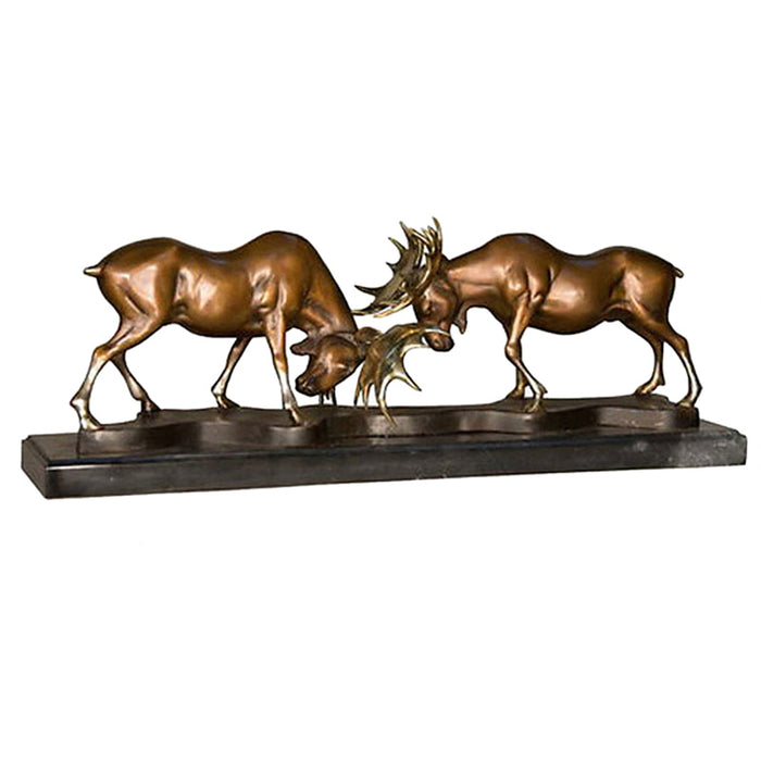 Fighting Moose Bronze Sculpture