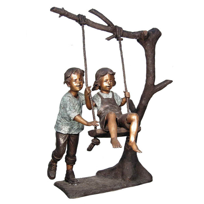 Children on Swing Bronze Sculpture
