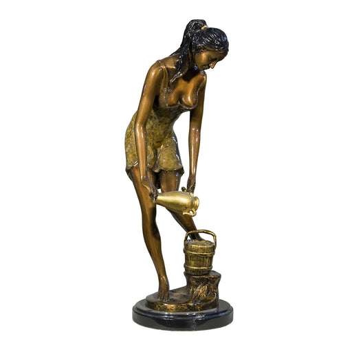 Girl Pouring Water Nude Bronze Sculpture
