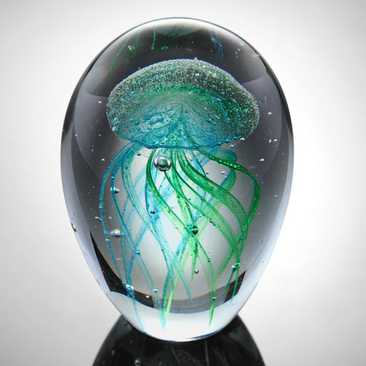 Teal Glass Jellyfish Figurine- Glow in the Dark by San Pacific International/SPI Home