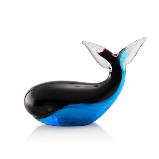 Glass Whale Figurine- Black and Blue- Glow in the Dark by San Pacific International/SPI Home