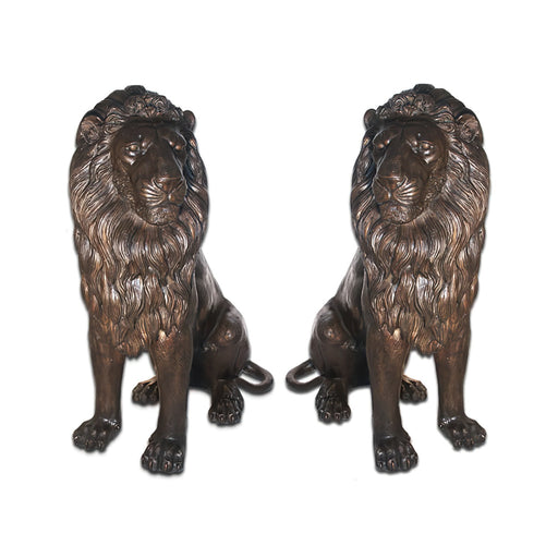 Guardian Lions Pair Bronze Sculpture