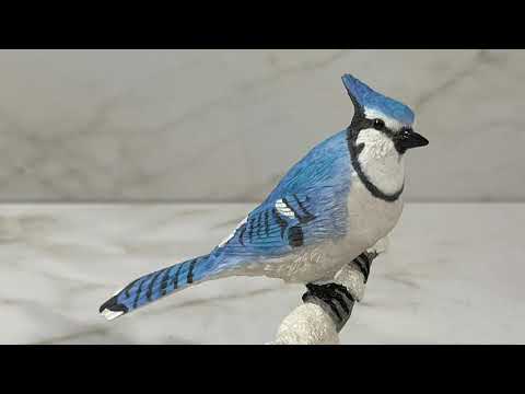 Blue Jay on Snowy Pinecone Figurine Video