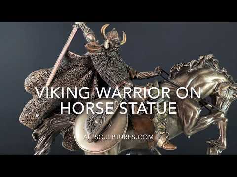 Viking On Rearing Horse Statue Video