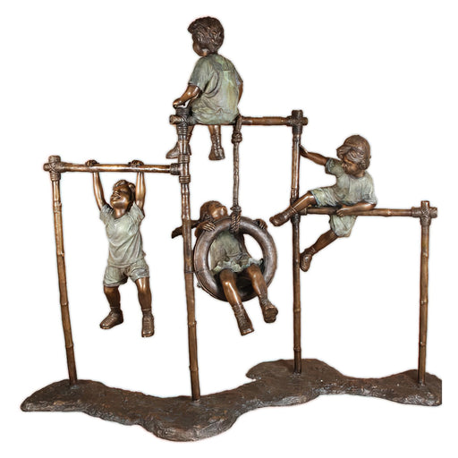 Kids on Monkey Bars - Playground Bronze Sculpture