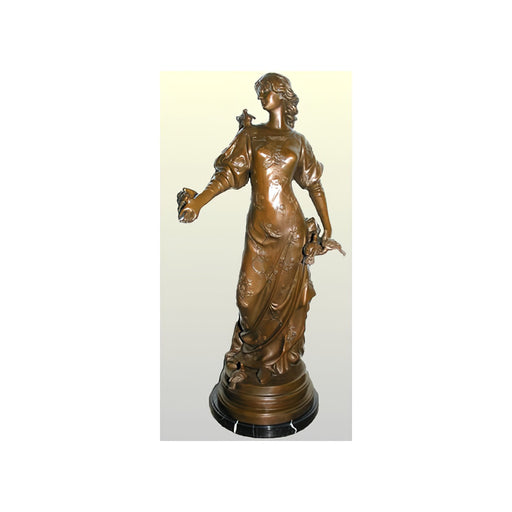 Lady with Birds and Scarf Bronze Sculpture