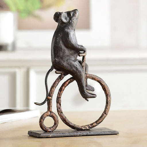 Mouse on Antique Bicycle Statue by San Pacific International/SPI Home